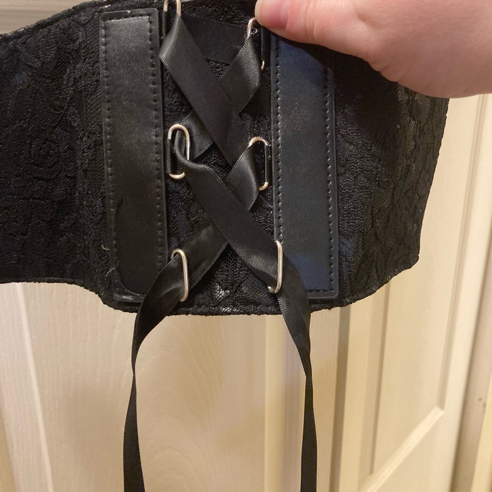 Black Lace-Up Corset Belt